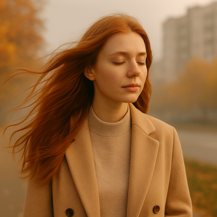 Cilt Stresi Nedir? Modern Hayatın Cildinize Etkileri 4 Hava kirliliğinin cilt üzerindeki etkisini anlatan, şehirde yürüyen kadın portresi.